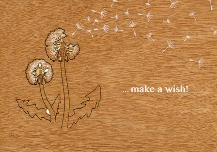 Houten kaart pop-up - make a wish