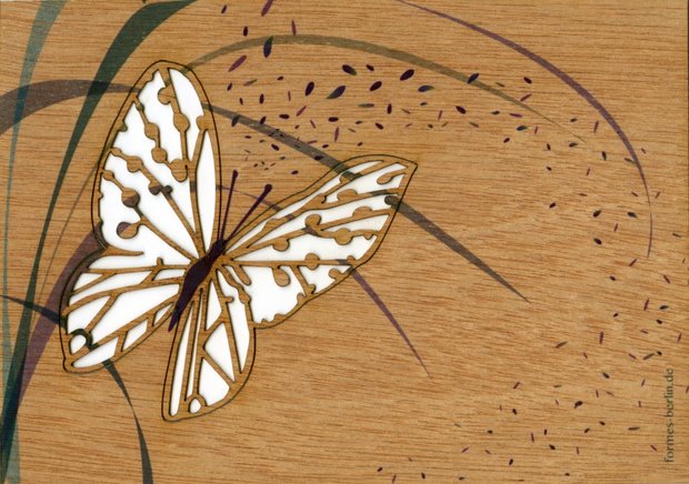 Houten kaart pop-up - vlinder