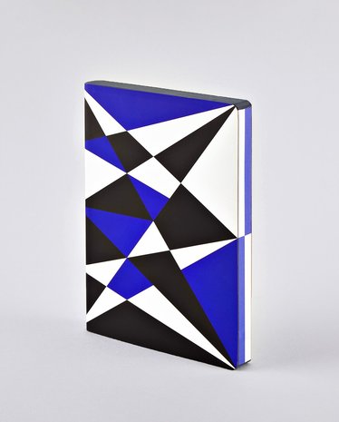 Notitieboek A5 - Kaleidoscope, zacht leer, zwart en blauwe print
